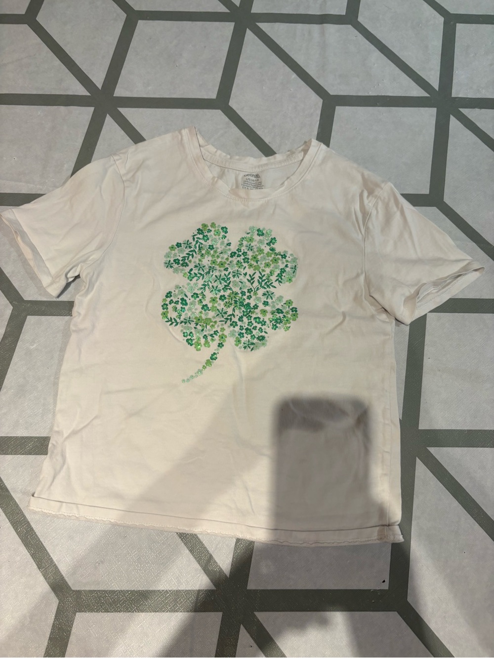3/15$ George Cream Short-Sleeve Tee with Green Clover Motif